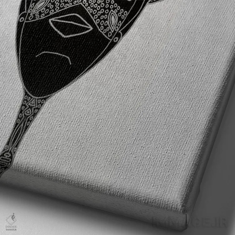 تابلو نقاب قبیلهای شاخدار ۱ اثر باروف - نمای نزدیک بافت بوم