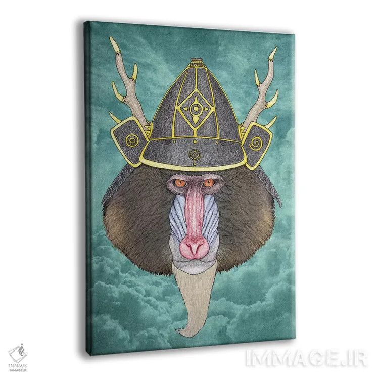 تابلو ماندریل سامورایی (میمون جنگجو) اثر باروف - نمای پرسپکتیو محصول