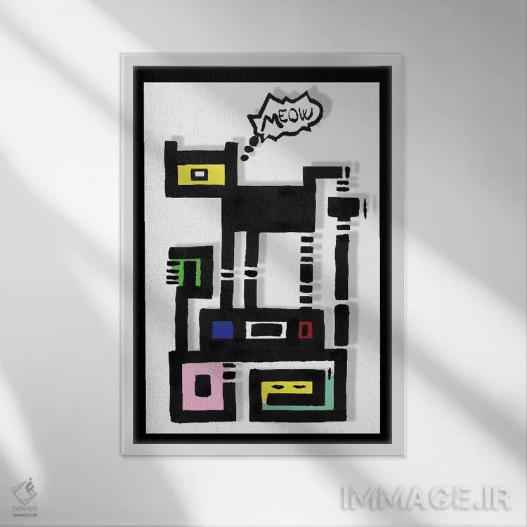 تابلو گربهٔ شهری شاخدار اثر باروف - نمای قابدار سفید