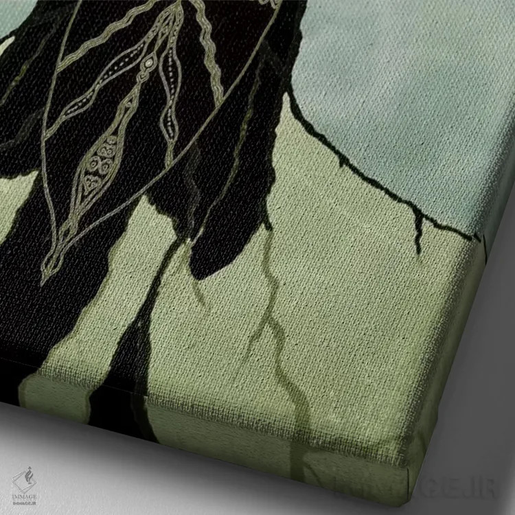 تابلو معنویت تزیینی اثر باروف - نمای نزدیک بافت بوم