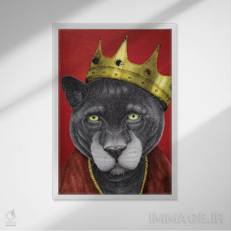 تابلو شاه پلنگ اثر باروف - نمای قابدار سفید