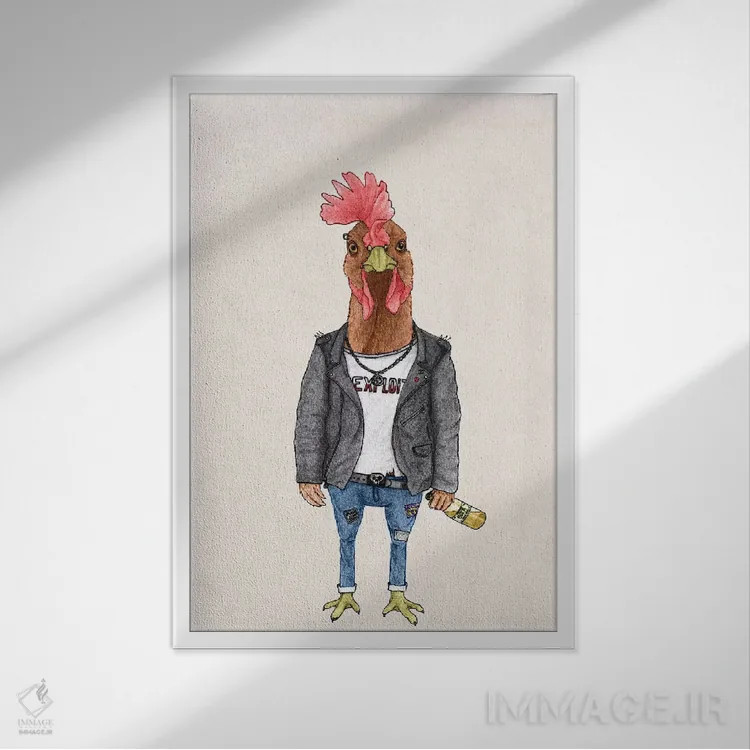 تابلو خروس پانک اثر باروف - نمای قابدار سفید