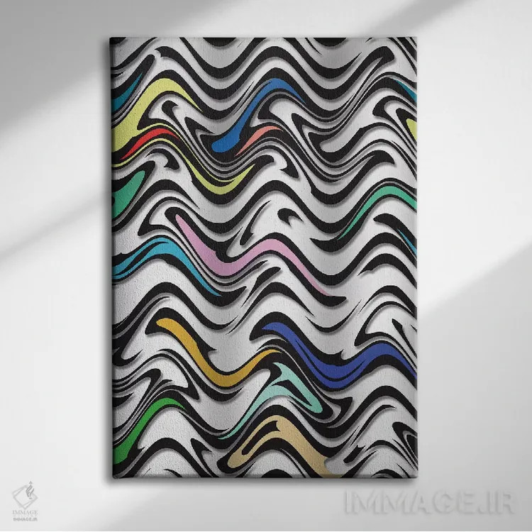 تابلو موج روانگردان در یک انتزاع شهری اثر باروف - نمای روبهرو روی دیوار