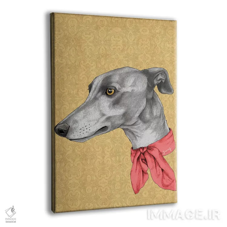 تابلو تازی با شال گردن اثر باروف - نمای پرسپکتیو محصول