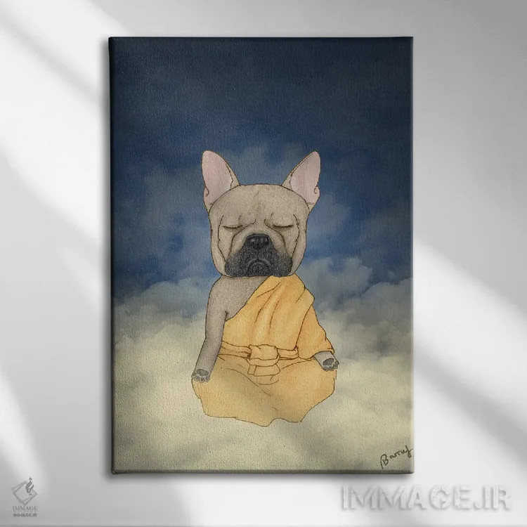 تابلو مدیتیشن فرنچی (نژاد سگ) اثر باروف - نمای روبهرو روی دیوار