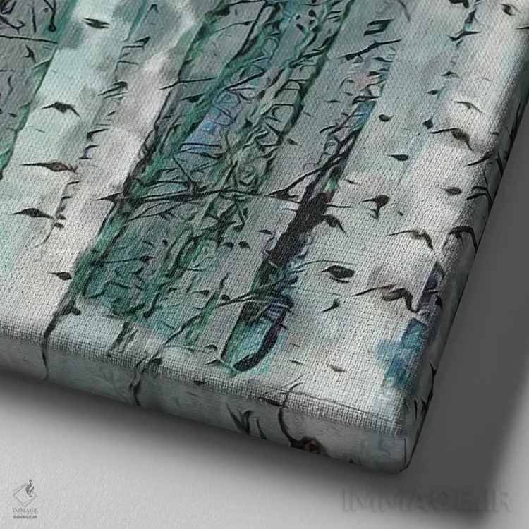 تابلو درختستان توس اثر جیمز برگارت - نمای نزدیک بافت بوم