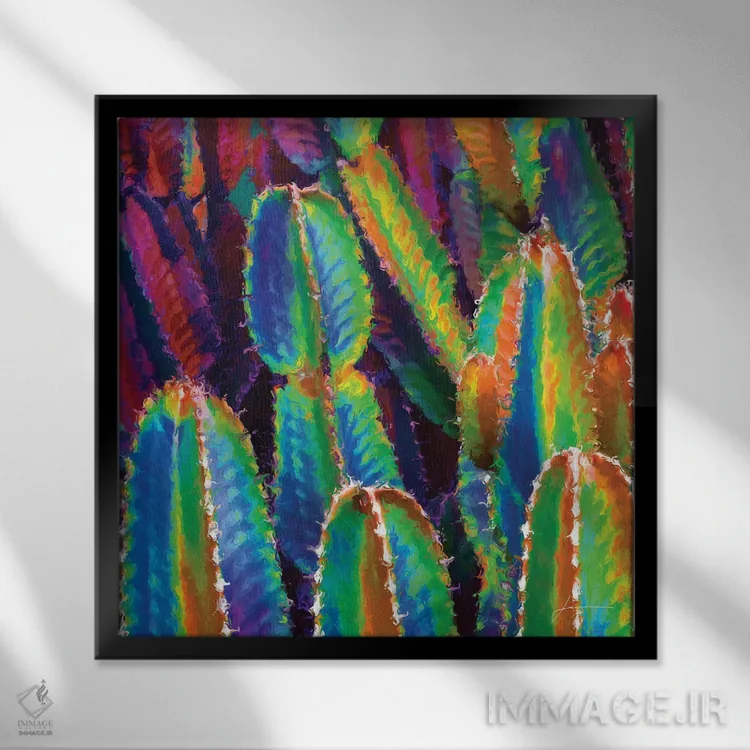 تابلو بیابان نئونی I اثر جیمز برگارت - نمای قابدار مشکی