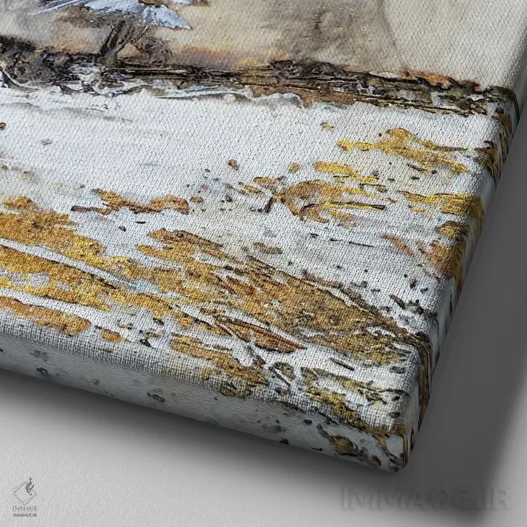 تابلو آخرین مرز I اثر بریت هالوِول - نمای نزدیک بافت بوم