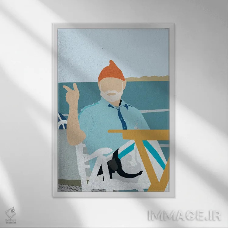 تابلو زندگی در آب به همراه استیو زیسو (فیلم) اثر بوریلیانا - نمای قابدار سفید