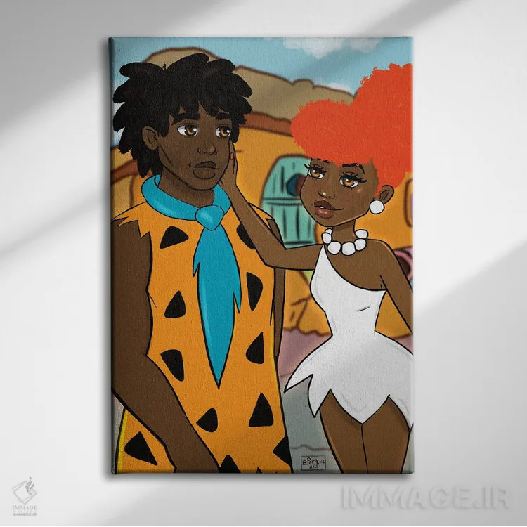 تابلو فلینستونها II (کارتون) اثر بری پیپنز - نمای روبهرو روی دیوار