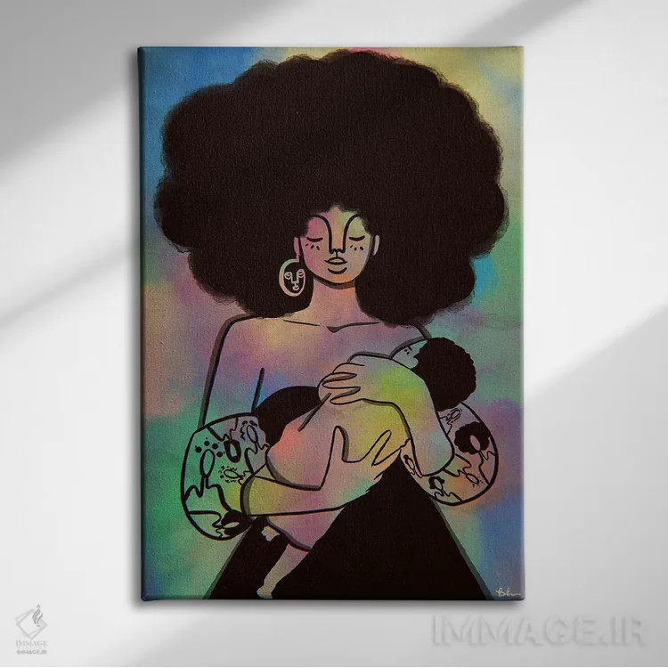 تابلو مادر و کودک اثر بری پیپنز - نمای روبهرو روی دیوار