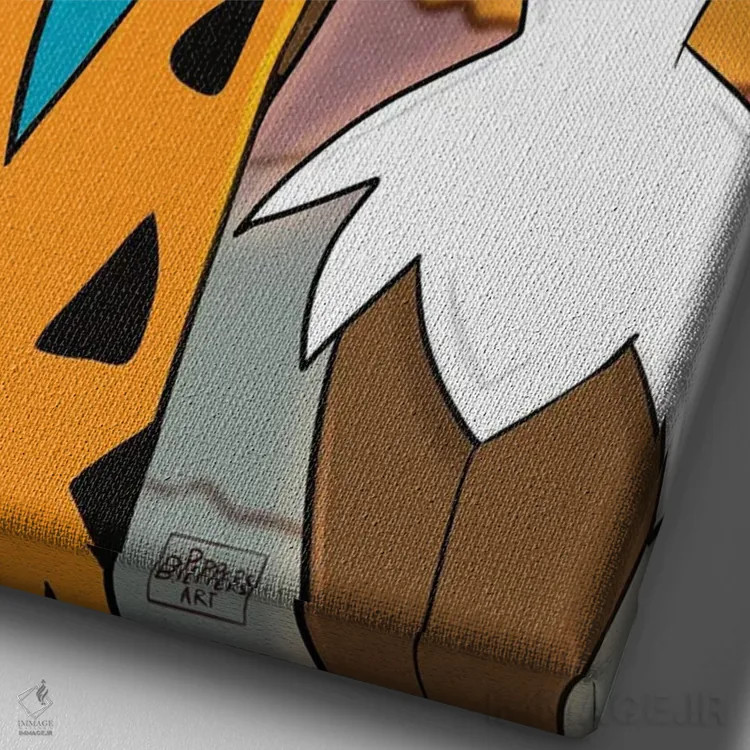 تابلو فلینستونها II (کارتون) اثر بری پیپنز - نمای نزدیک بافت بوم