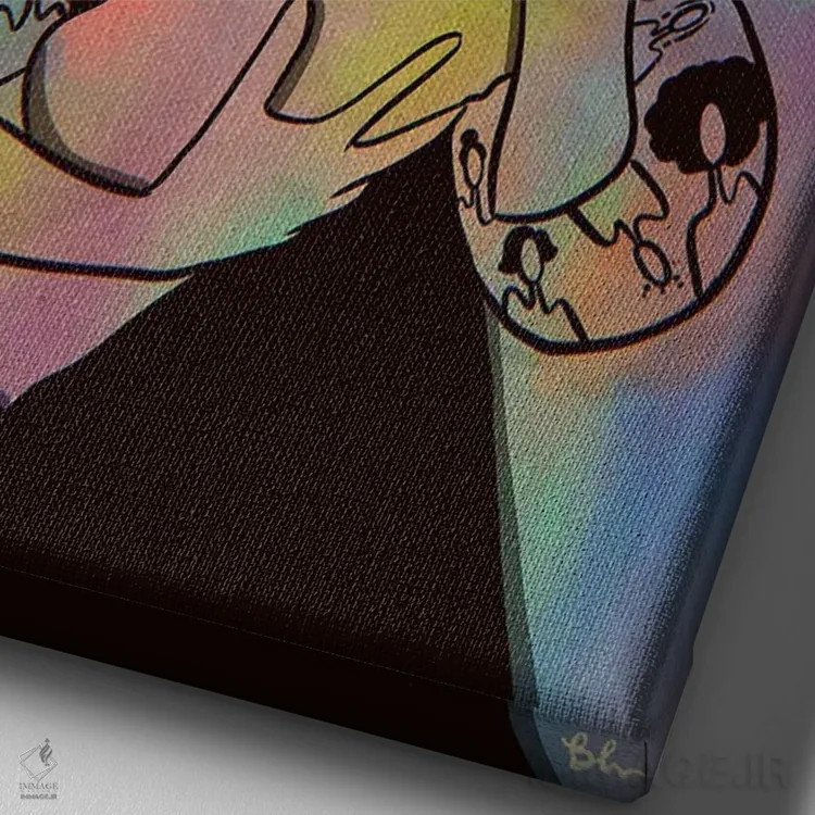 تابلو مادر و کودک اثر بری پیپنز - نمای نزدیک بافت بوم