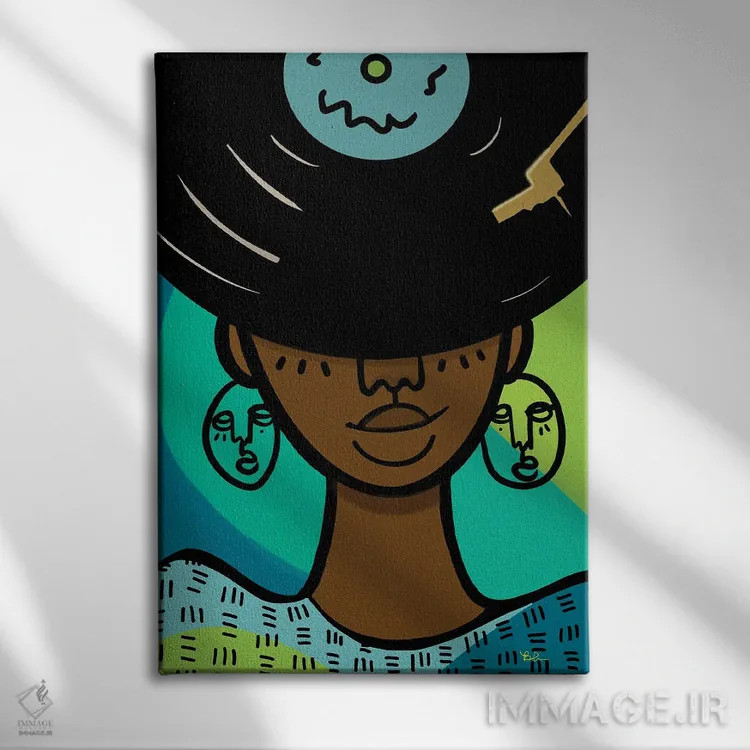 تابلو دختر آنالوگ در دنیای دیجیتال اثر بری پیپنز - نمای روبهرو روی دیوار