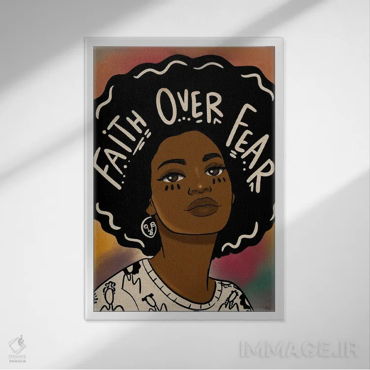 تابلو ایمان بر ترس اثر بری پیپنز - نمای قابدار سفید