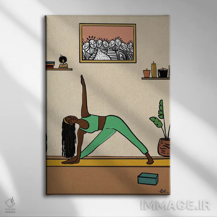 تابلو حالت مثلث (یوگا) اثر بری پیپنز - نمای روبهرو روی دیوار