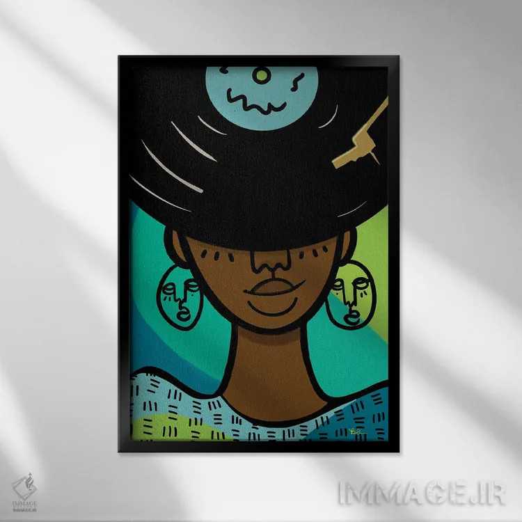 تابلو دختر آنالوگ در دنیای دیجیتال اثر بری پیپنز - نمای قابدار مشکی