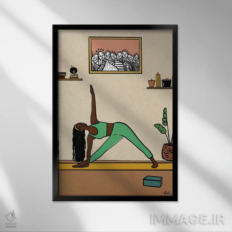 تابلو حالت مثلث (یوگا) اثر بری پیپنز - نمای قابدار مشکی