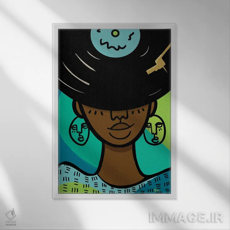 تابلو دختر آنالوگ در دنیای دیجیتال اثر بری پیپنز - نمای قابدار سفید