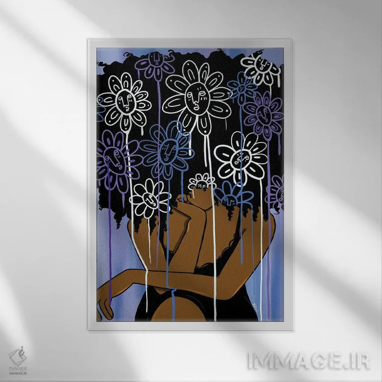 تابلو گلبرگهای چکهدار اثر بری پیپنز - نمای قابدار سفید