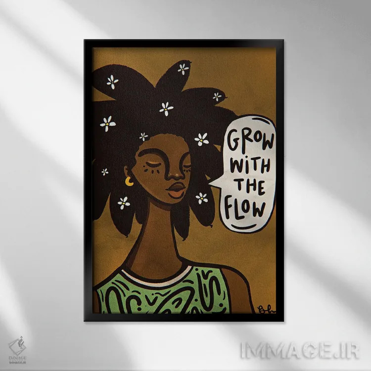 تابلو با جریان رشد کن اثر بری پیپنز - نمای قابدار مشکی