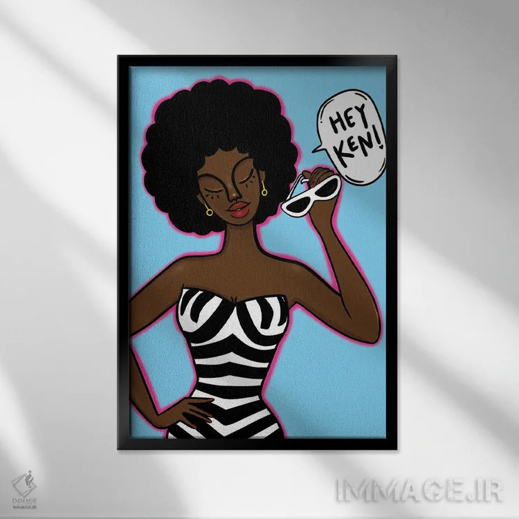 تابلو باربی آفروباز اثر بری پیپنز - نمای قابدار مشکی