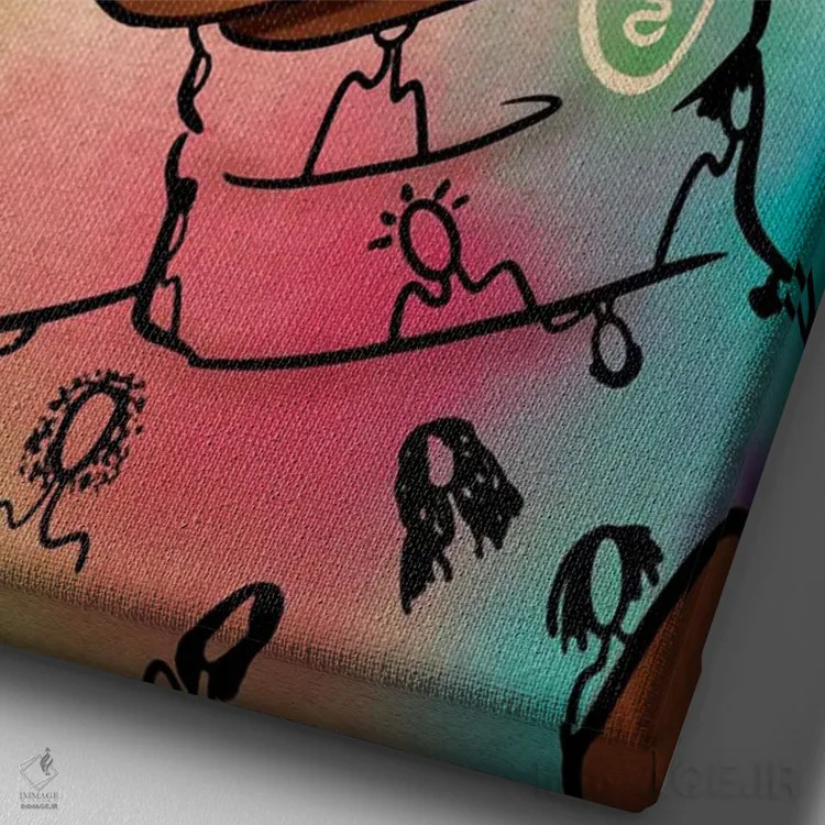 تابلو تو الهی هستی اثر بری پیپنز - نمای نزدیک بافت بوم