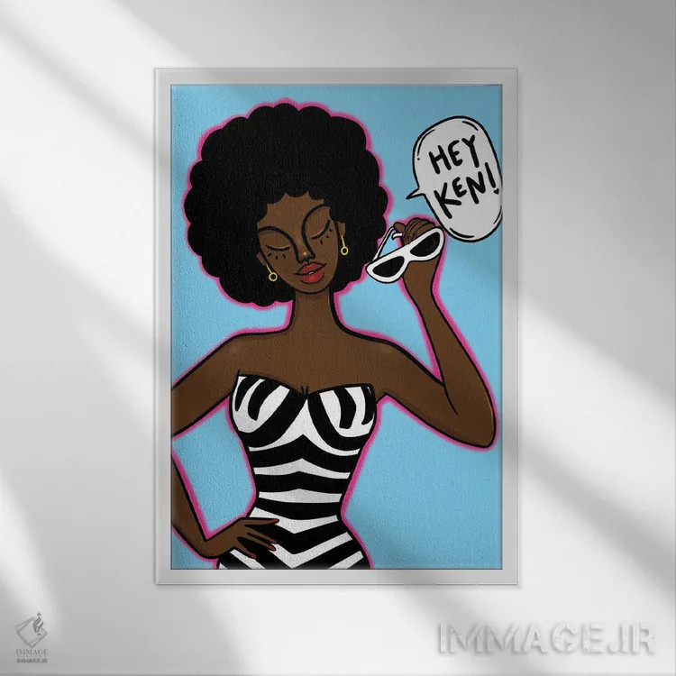 تابلو باربی آفروباز اثر بری پیپنز - نمای قابدار سفید