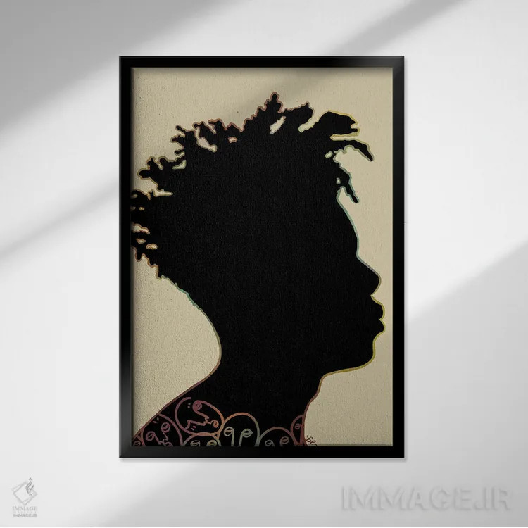 تابلو سیلوئت او (مرد) اثر بری پیپنز - نمای قابدار مشکی