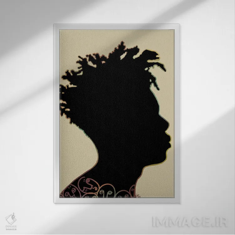 تابلو سیلوئت او (مرد) اثر بری پیپنز - نمای قابدار سفید