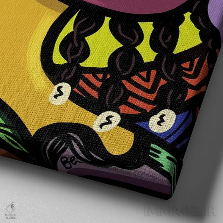 تابلو دختران من اثر بری پیپنز - نمای نزدیک بافت بوم