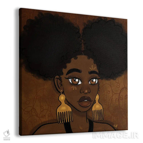 تابلو پافهای آفرو (مدل مو) اثر بری پیپنز - نمای پرسپکتیو محصول