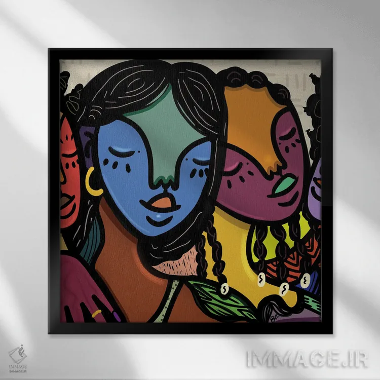 تابلو دختران من اثر بری پیپنز - نمای قابدار مشکی