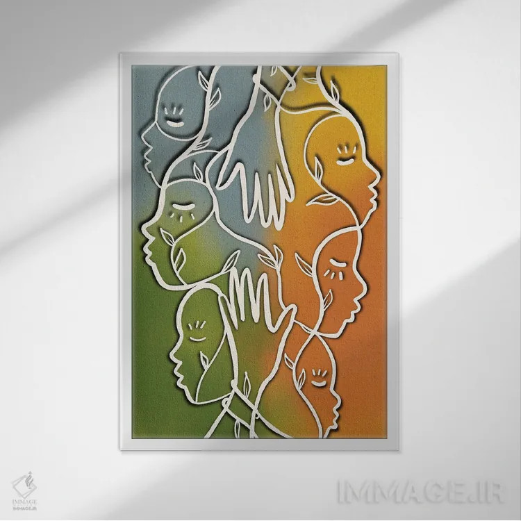 تابلو درمان با هم اثر بری پیپنز - نمای قابدار سفید