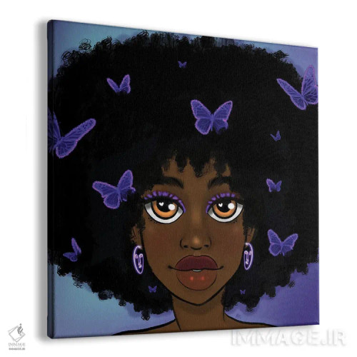 تابلو دختر پروانهای بنفش اثر بری پیپنز - نمای پرسپکتیو محصول