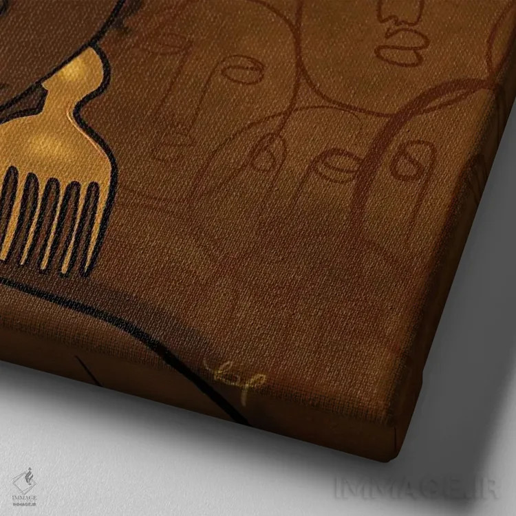 تابلو پافهای آفرو (مدل مو) اثر بری پیپنز - نمای نزدیک بافت بوم