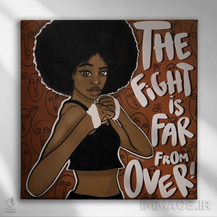 تابلو ادامه بده به مبارزه اثر بری پیپنز - نمای روبهرو روی دیوار