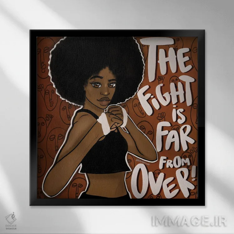 تابلو ادامه بده به مبارزه اثر بری پیپنز - نمای قابدار مشکی