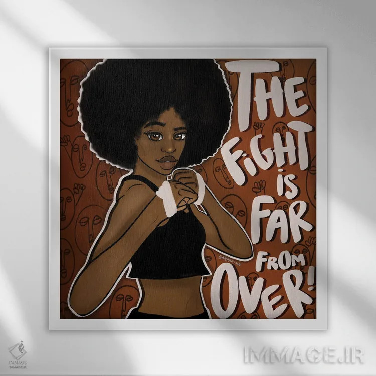 تابلو ادامه بده به مبارزه اثر بری پیپنز - نمای قابدار سفید