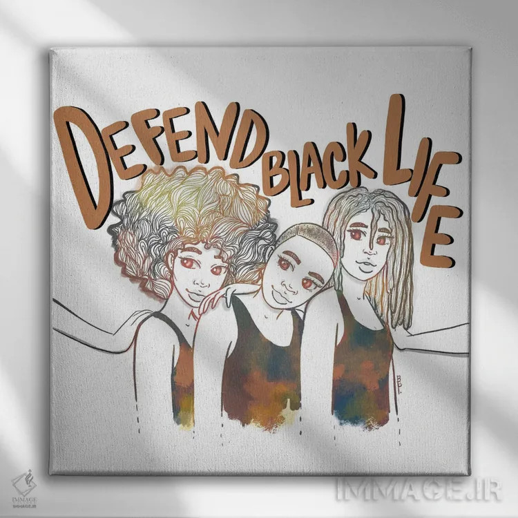 تابلو از زندگی سیاهان دفاع کن اثر بری پیپنز - نمای روبهرو روی دیوار