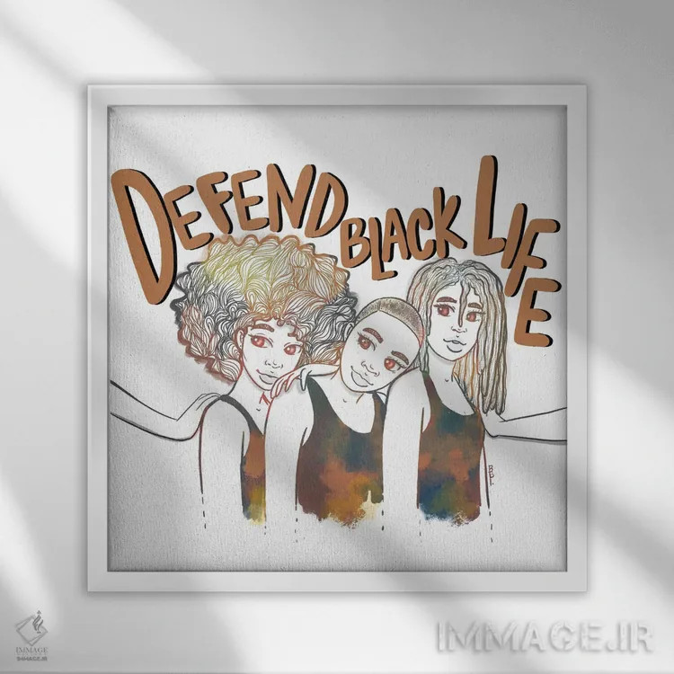 تابلو از زندگی سیاهان دفاع کن اثر بری پیپنز - نمای قابدار سفید
