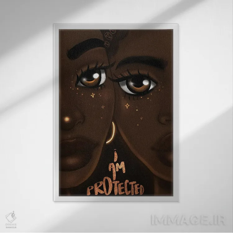 تابلو من در امان هستم اثر بری پیپنز - نمای قابدار سفید