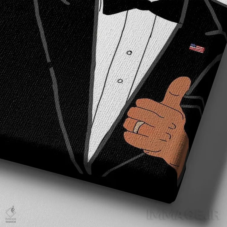 تابلو اوباماها (خانواده اوباما) اثر بری پیپنز - نمای نزدیک بافت بوم