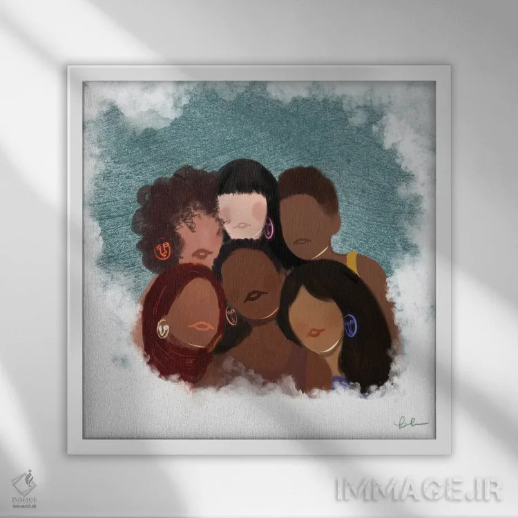 تابلو زنان توانمند اثر بری پیپنز - نمای قابدار سفید