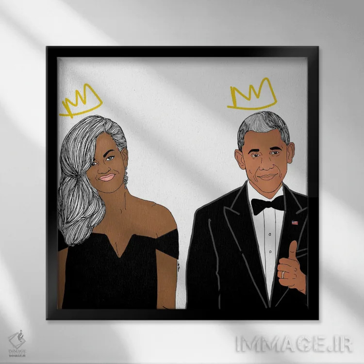 تابلو اوباماها (خانواده اوباما) اثر بری پیپنز - نمای قابدار مشکی