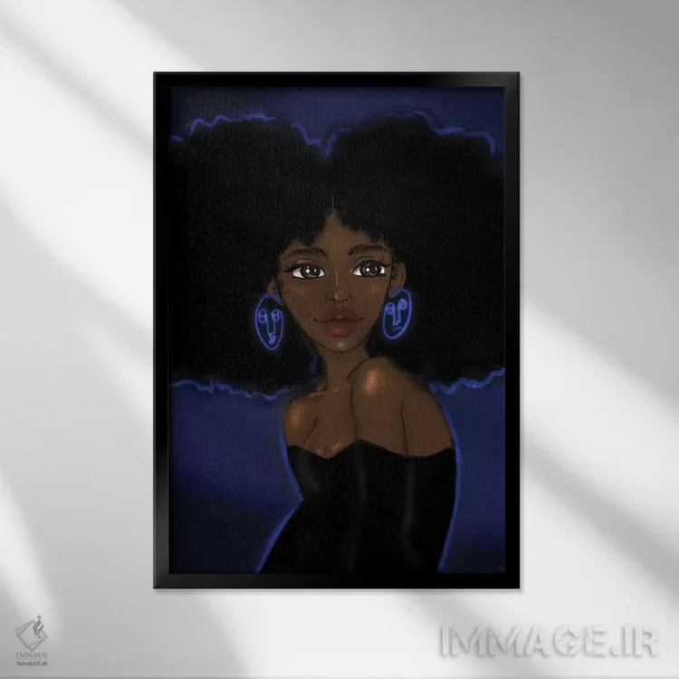 تابلو بتا بلوز (ماهی یا سبک موسیقی) اثر بری پیپنز - نمای قابدار مشکی