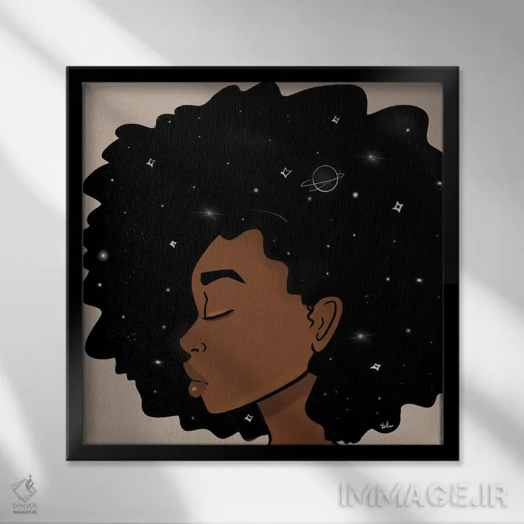 تابلو اندیشههای کیهانی اثر بری پیپنز - نمای قابدار مشکی