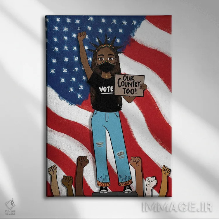 تابلو کشور ما هم همینجاست اثر بری پیپنز - نمای روبهرو روی دیوار