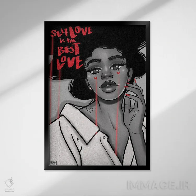 تابلو عشق به خود اثر بری پیپنز - نمای قابدار مشکی