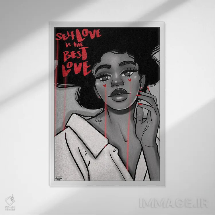 تابلو عشق به خود اثر بری پیپنز - نمای قابدار سفید